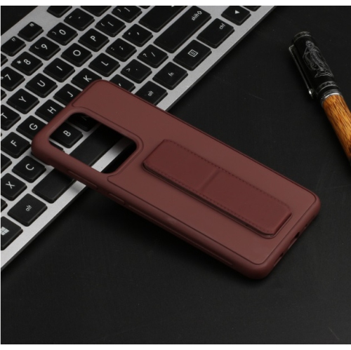 CC  Topsave Vertical&horizontal Kickstand Hand Wrist Strap Foldable Magnetic Stand Shockproof Protective Phone Case for Samsung S21 Ultra In Brown