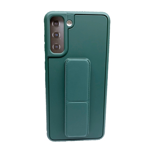 TopSave Vertical&Horizontal Kickstand Hand Wrist Strap Foldable Magnetic Stand Shockproof Protective Phone Case For Samsung S21 Plus, Army Green