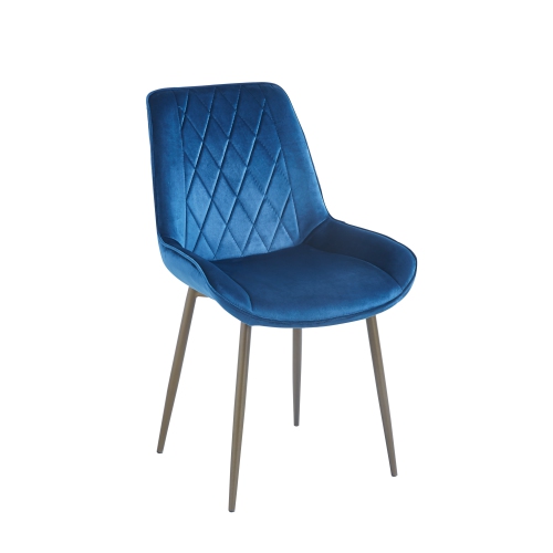 Contemporary Glam Style Velvet Elegant Upholstered Side Chair / Dining Room Chair / Accent Chair With Soft foam Seat - Blue/Gold Finsh