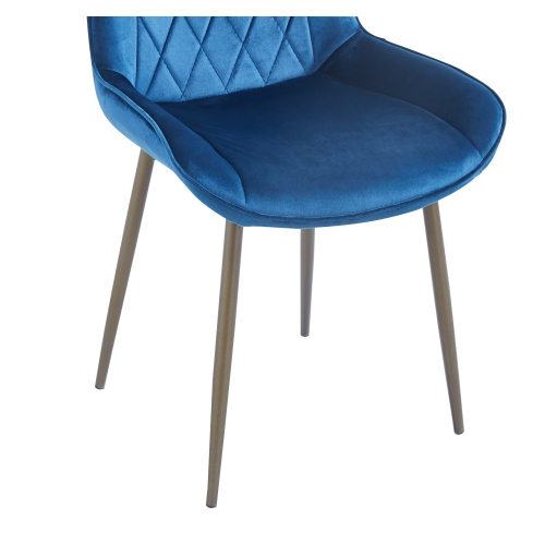 Contemporary Glam Style Velvet Elegant Upholstered Side Chair / Dining Room Chair / Accent Chair With Soft foam Seat - Blue/Gold Finsh