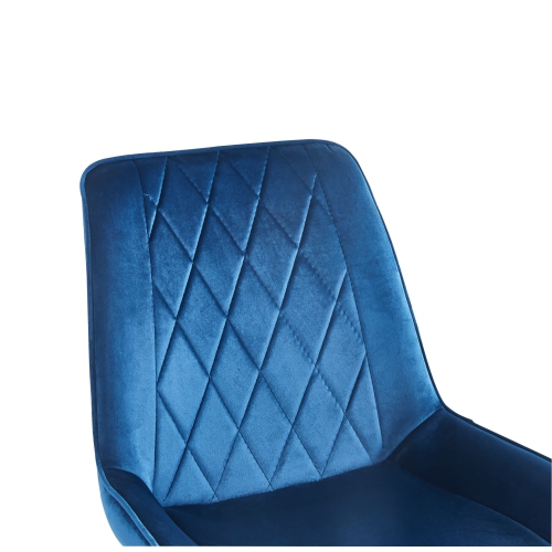 Contemporary Glam Style Velvet Elegant Upholstered Side Chair / Dining Room Chair / Accent Chair With Soft foam Seat - Blue/Gold Finsh