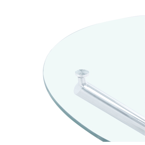 Contemporary Style Round 47 inch Dining Table Transparent Glass Dining Room Table With Chrome finsh Metal legs, Glass/Chrome