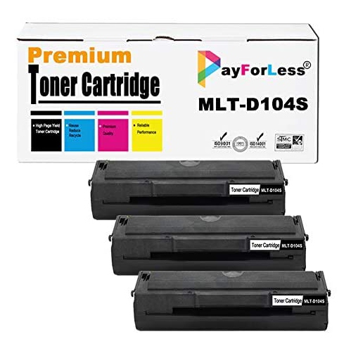 PayForLess® 3PK Compatible Samsung MLT-D104S Toner Cartridges For Samsung ML-1660 ML-1865 SCX-3200 SCX-3205 SCX-3205W