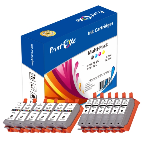 PRINTOXE® PGI35 CLI36 Compatible 12 Ink Cartridges of 6 Black PGI 35 and 6 Coloured CLI 36 for Canon Pixma iP110 / iP100 / Mini260 / Mini 320