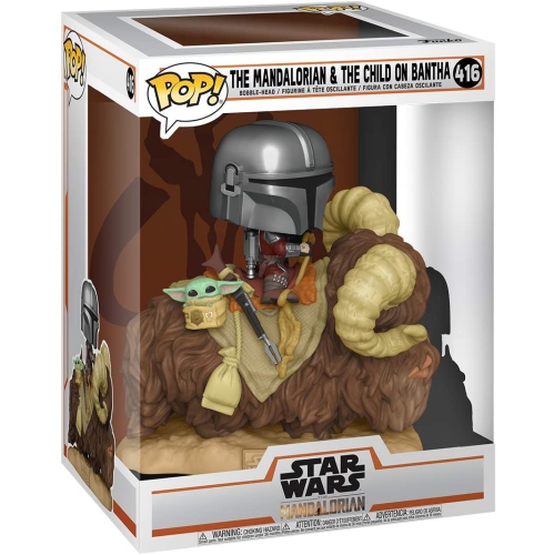 FUNKO  Pop Star Wars The Mandalorian 3.75 Inch Action Figure Deluxe - The Mandalorian & The Child On Bantha #416