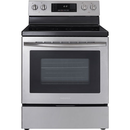Insignia 30" 4.8 Cu.Ft. Freestanding Electric Convection Range w/Steam Cleaning -Stainless