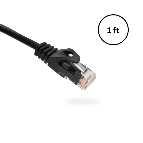 VERTICAL CABLE  Cat6 Patch Cable With Boot And Protector - 0.3-Meter (1-Ft) - In Black