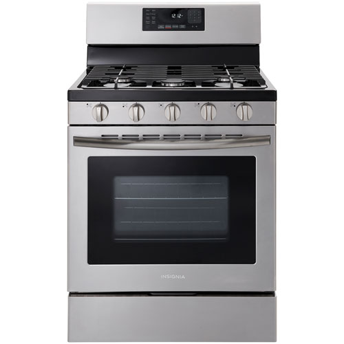 Insignia 30" 4.8 Cu.Ft. Freestanding Gas Convection Range w/ Steam Cleaning -Stainless