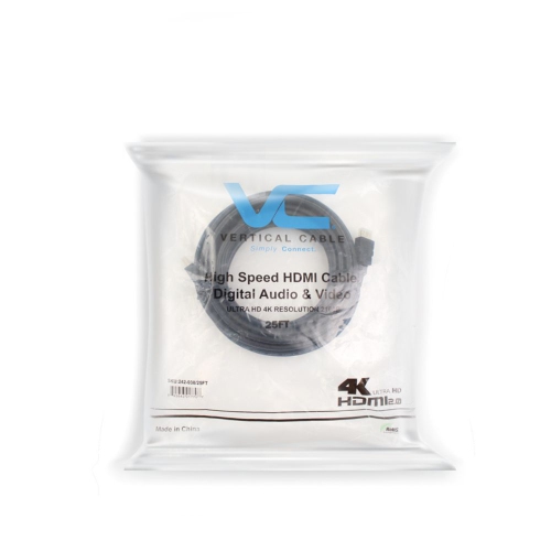 Vertical Cable High Speed Gold Plated HDMI 4K 2.0 Cable - 7.6-meter - Black