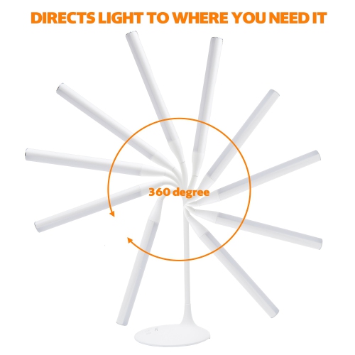 DAC Ergonomic 15" LED Desktop Lamp With 3 Brightness Modes, White