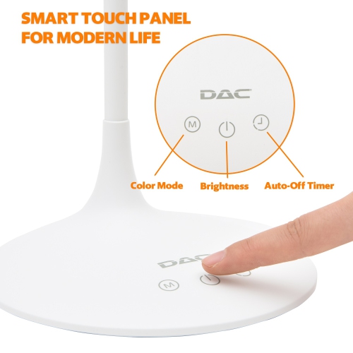 DAC Ergonomic 15" LED Desktop Lamp With 3 Brightness Modes, White