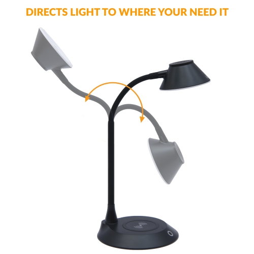 DAC Ergonomics LED Desk Lamp with Wireless Charger, Black