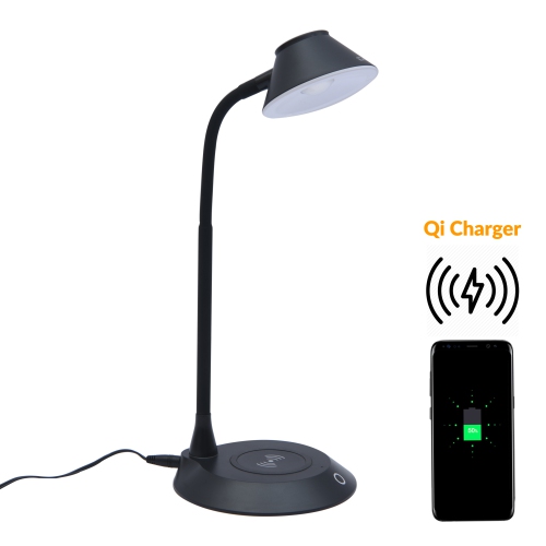 DAC Ergonomics LED Desk Lamp with Wireless Charger, Black