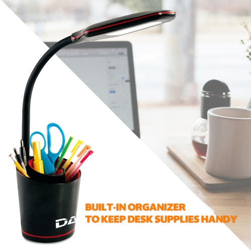DAC MP-329 LED Desk Lamp With Separable Swirl Organizer, Black