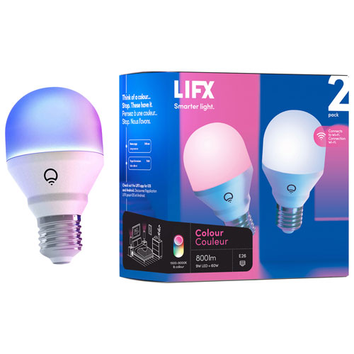 LIFX A19 Wi-Fi LED Light Bulb - 800lm - Multi-Colour - 2 Pack
