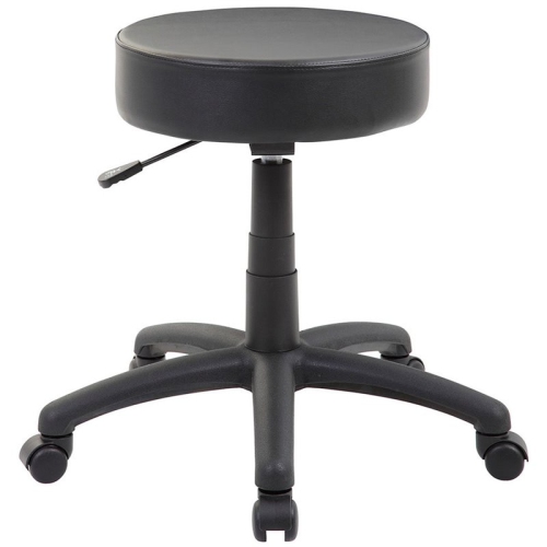 Boss Office Dot Faux Leather Swivel Drafting Stool in Black