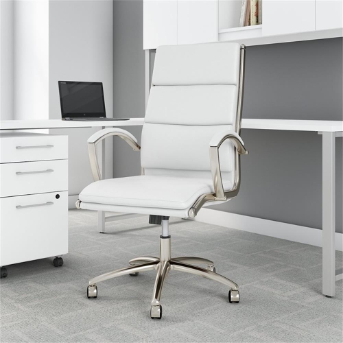 Bush Business Furniture Modelo High Back Leather Executive Office Chair in White