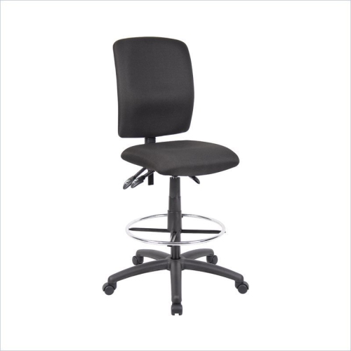 Scranton & Co 48''H Modern Fabric Drafting Stool in Black/Chrome