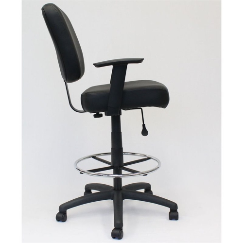 Boss Office Tough to Task Faux Leather Swivel Drafting Stool in Black