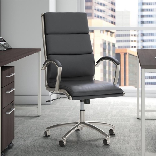 Modelo High Back Leather Executive Office Chair in Dark Gray Leather