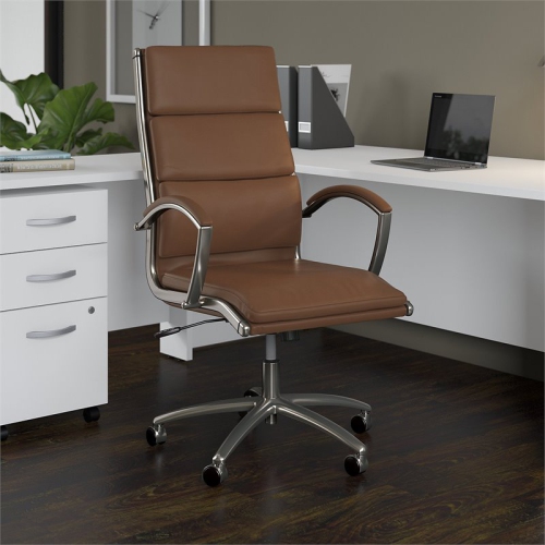 Studio C High Back Leather Executive Office Chair in Saddle Leather