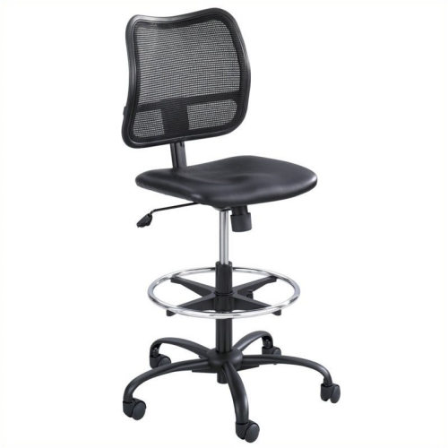 Scranton & Co Extended-Height Vinyl Drafting Chair in Black