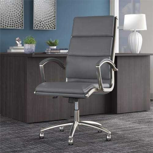 Office 500 High Back Executive Chair in Dark Gray Bonded Leather