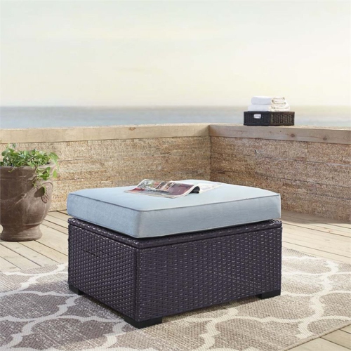 Crosley Biscayne Patio Ottoman in Brown and Mist
