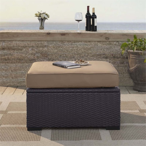 Crosley Biscayne Patio Ottoman in Brown and Mocha