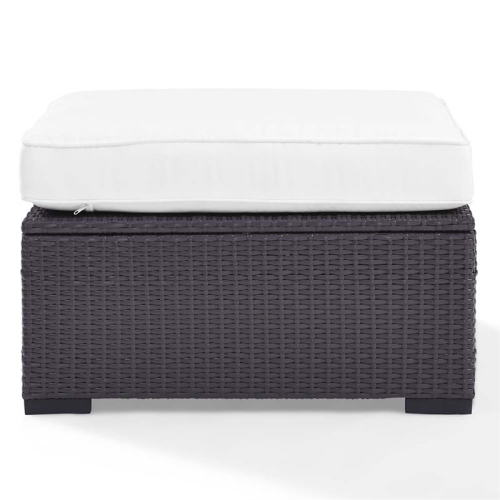 Crosley Biscayne Patio Ottoman in Brown and White