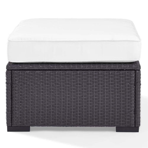 Crosley Biscayne Patio Ottoman in Brown and White
