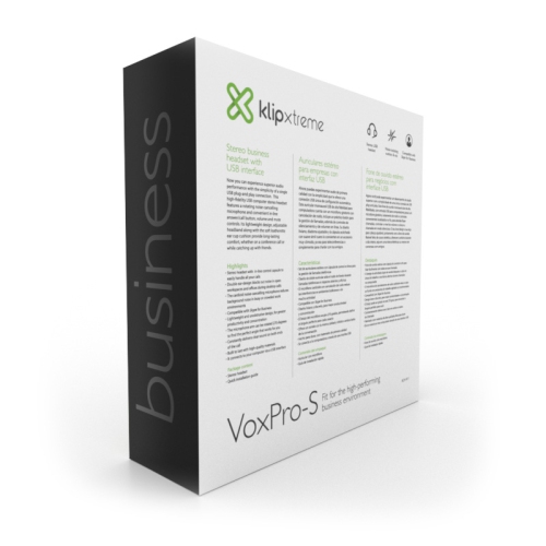 Klipxtreme Headset Business VoxPro-S USB Stereo with Boom Mic Noise Isolating Inline Volume Control/Mute Compatible with UC Platforms - Black