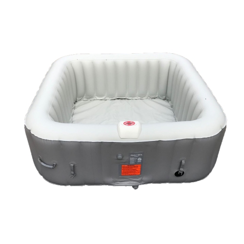 ALEKO HTISQ4WHGY Square Inflatable Jetted Hot Tub Spa With Cover - 4 Person - 160 Gallon - Gray