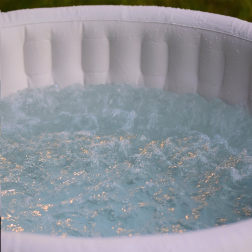 ALEKO HTIR4WHBR Round Inflatable Jetted Hot Tub Spa With Cover - 4 Person - 211 Gallon - Brown