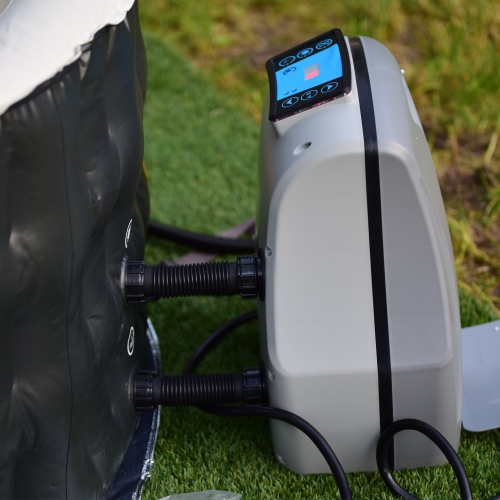 ALEKO HTIR4WHBR Round Inflatable Jetted Hot Tub Spa With Cover - 4 Person - 211 Gallon - Brown