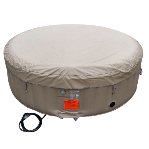 ALEKO HTIR6GYBR Round Inflatable Jetted Hot Tub Spa With Cover - 6 Person - 265 Gallon - Brown