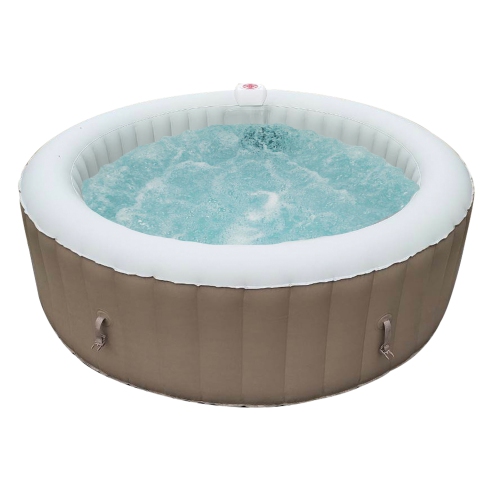 ALEKO HTIR6GYBR Round Inflatable Jetted Hot Tub Spa With Cover - 6 Person - 265 Gallon - Brown