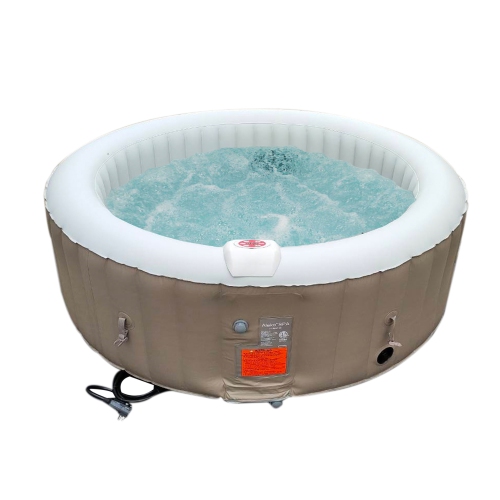 ALEKO HTIR6GYBR Round Inflatable Jetted Hot Tub Spa With Cover - 6 Person - 265 Gallon - Brown