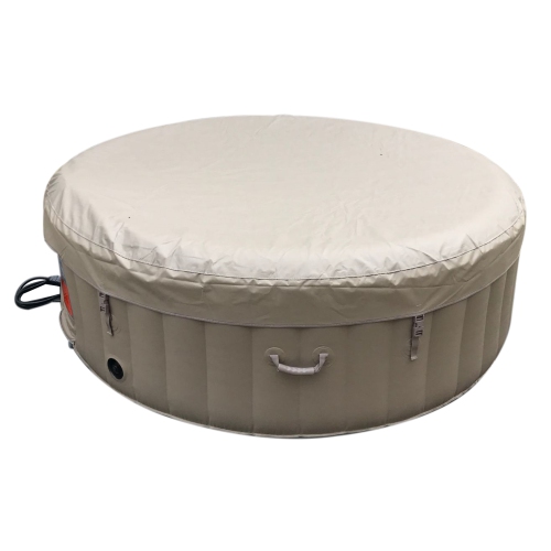 ALEKO HTIR6GYBR Round Inflatable Jetted Hot Tub Spa With Cover - 6 Person - 265 Gallon - Brown