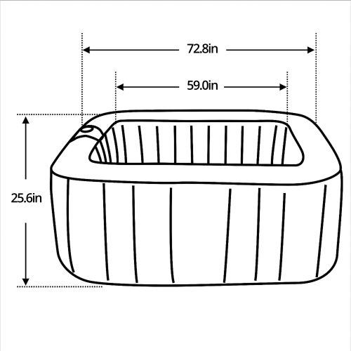 ALEKO HTISQ6GYBK Square Inflatable Jetted Hot Tub with Cover - 6 Person - 265 Gallon - Black