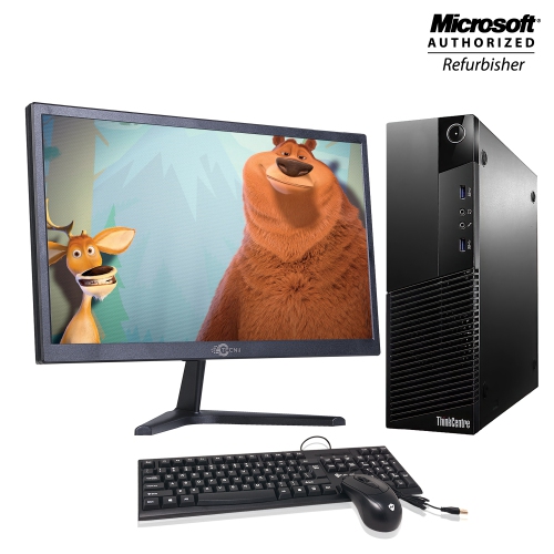 Refurbished - Lenovo ThinkCentre M83 SFF - with New Tecnii 20" monitor Intel Core i5 4th Gen@3.2GHz 16GB DDR3 RAM 1TB SSD Win 10USB Keyboard and Mice
