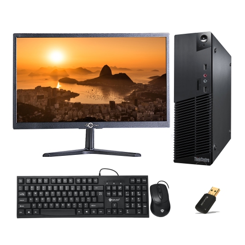 Refurbished - Lenovo ThinkCentre M73 SFF - with New Tecnii 20" monitor Intel Core i5 4th Gen@3.2GHz 8GB DDR3 RAM 512GB SSD Win 10USB Keyboard and