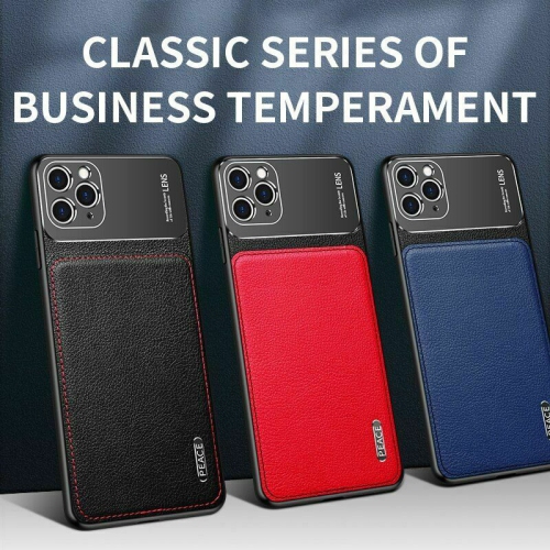 Étui en cuir de luxe avec dos en métal et aluminium mat pour iPhone 12 Pro Max