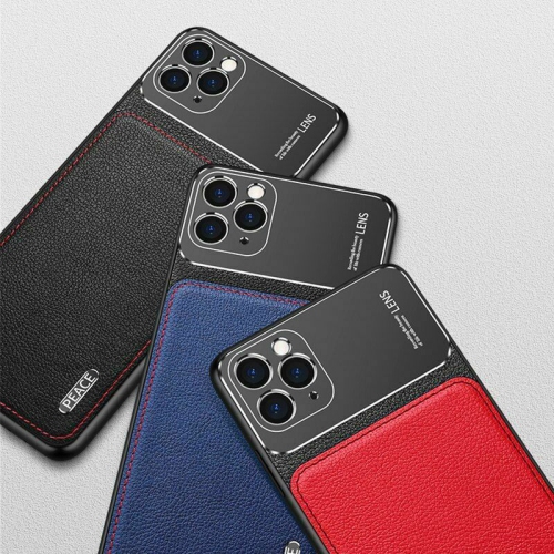 Étui en cuir de luxe avec dos en métal et aluminium mat pour iPhone 12 Pro Max