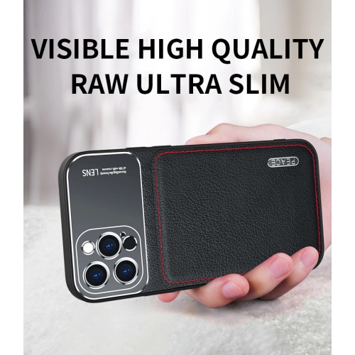 Étui en cuir de luxe avec dos en métal et aluminium mat pour iPhone 12 Pro Max