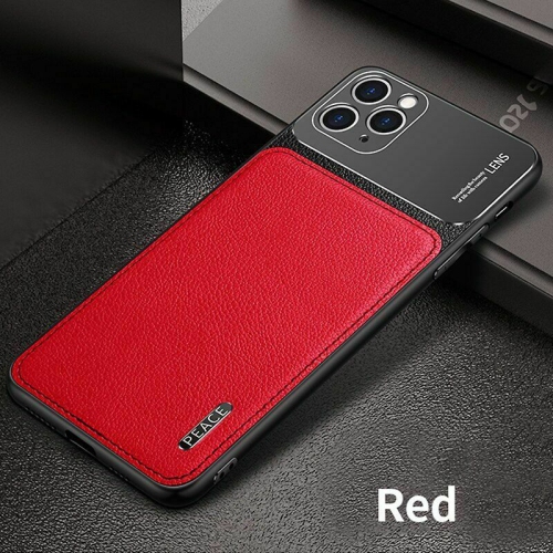 Luxury Leather Matte Aluminum Metal Back Case Texture Cover for iPhone 12 / 12 Pro