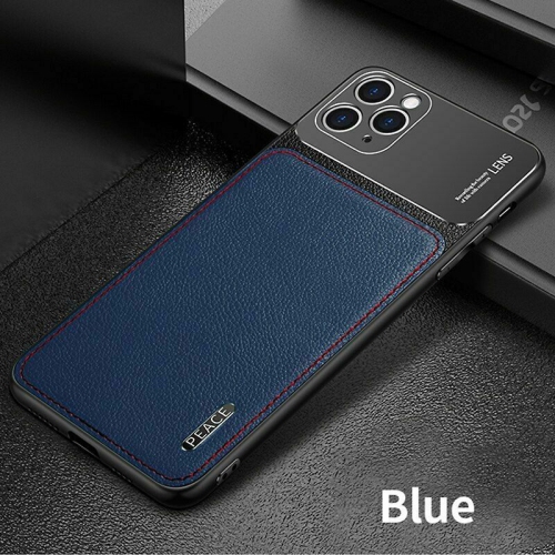 Luxury Leather Matte Aluminum Metal Back Case Texture Cover for iPhone 12 / 12 Pro