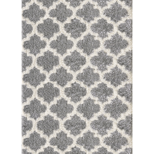 Infinite Imports – Turkish Grey and White Shag Rug 5'3" x 7'5"