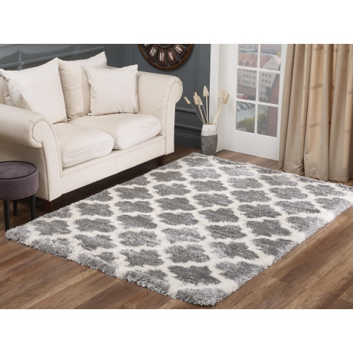 Infinite Imports – Turkish Grey and White Shag Rug 5'3" x 7'5"