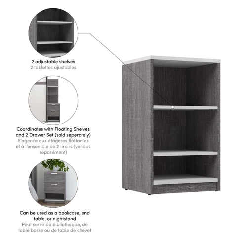 Cielo 19.5“ Low Storage Unit - Bark Grey & White
